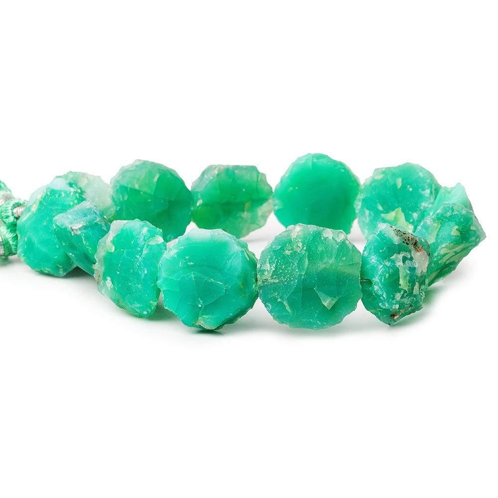 Mint Green Agate Chip Hammer Faceted Coin Beads 8 inch 12 pieces - The Bead Traders