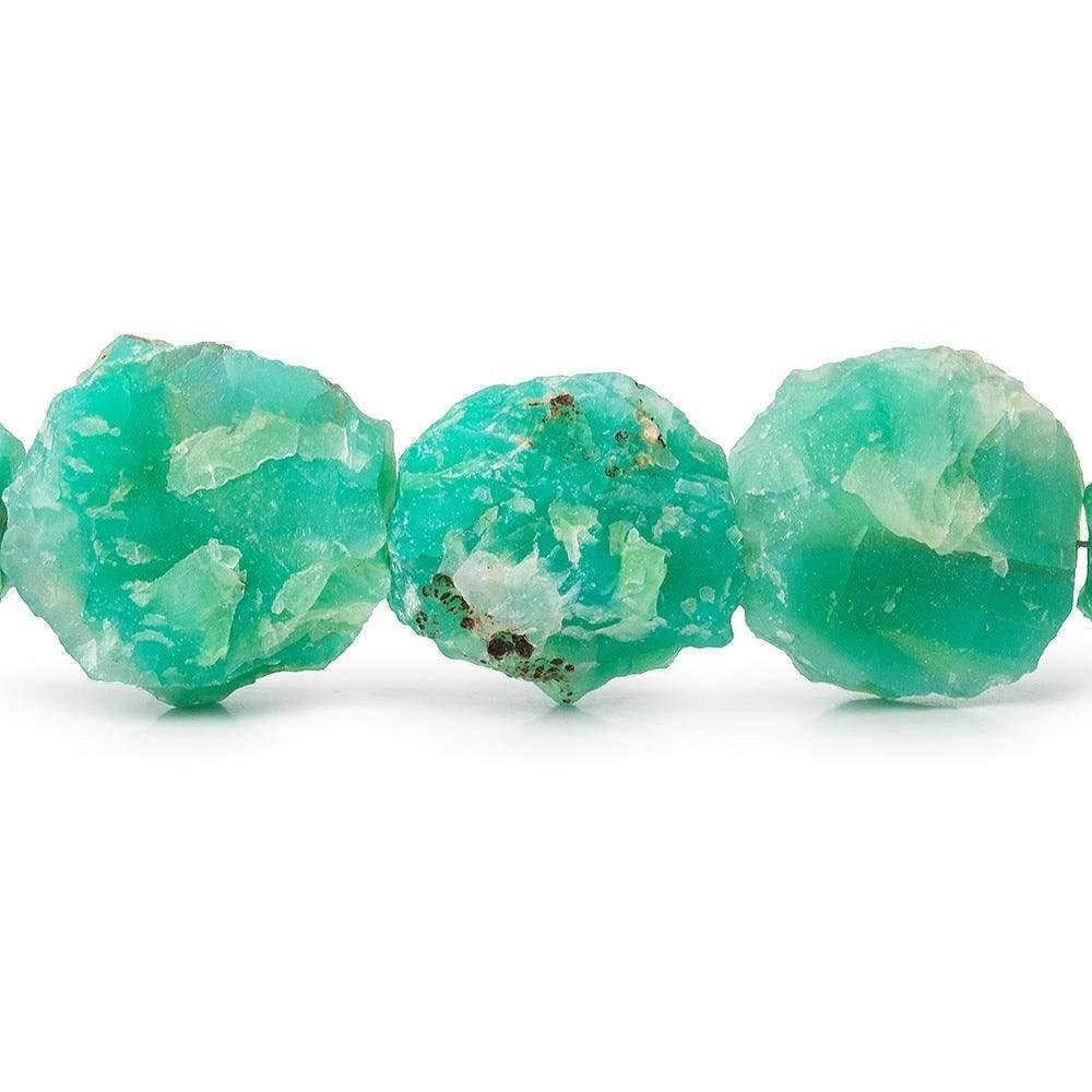 Mint Green Agate Chip Hammer Faceted Coin Beads 8 inch 12 pieces - The Bead Traders