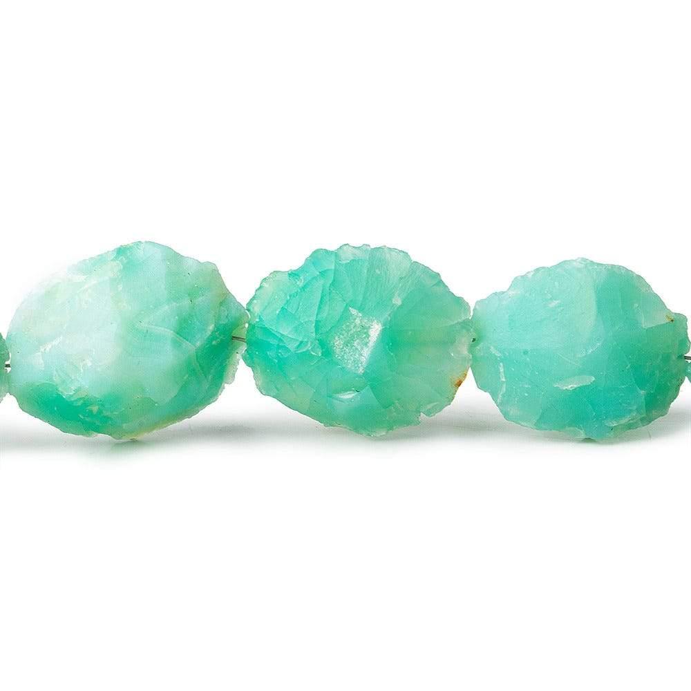 Mint Green Agate Chip Hammer Faceted Oval Beads 8 inch 10 pieces - The Bead Traders