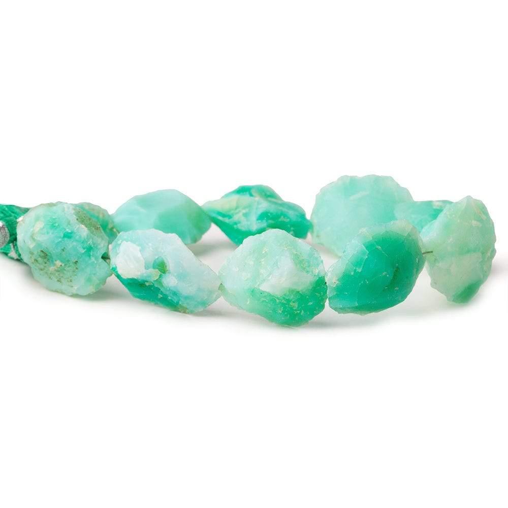 Mint Green Agate Chip Hammer Faceted Oval Beads 8 inch 10 pieces - The Bead Traders