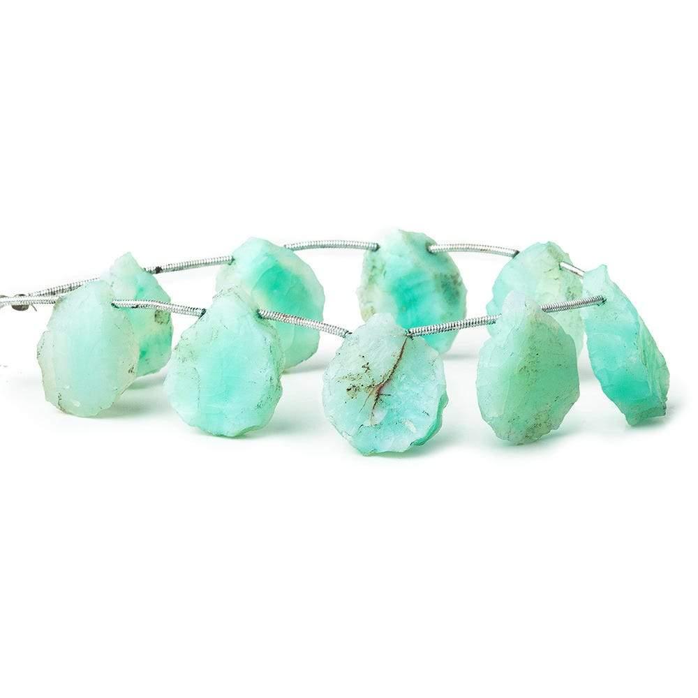 Mint Green Agate Chip Hammer Faceted Pear Beads 8 inch 9 pieces - The Bead Traders