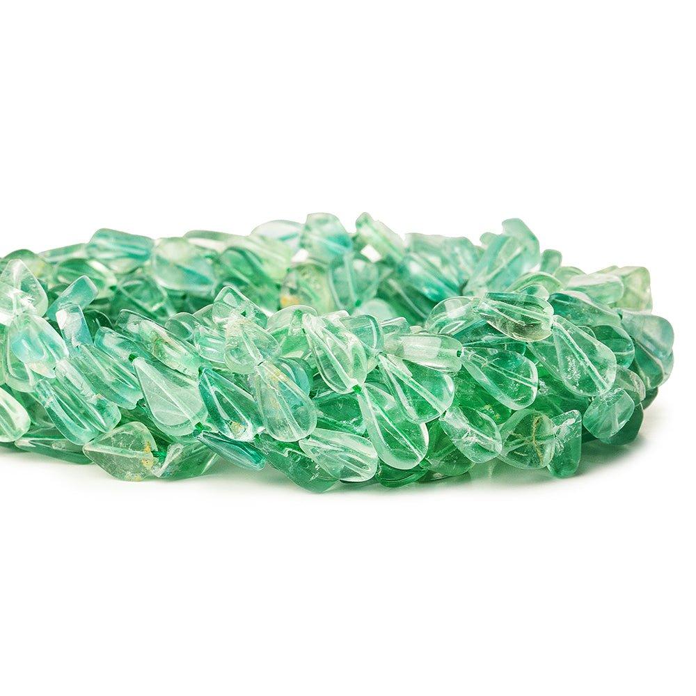 Mint Green Fluorite Straight Drilled Plain Pear Beads, 14", 9x7x3-11x8x3mm, 35 pieces - The Bead Traders