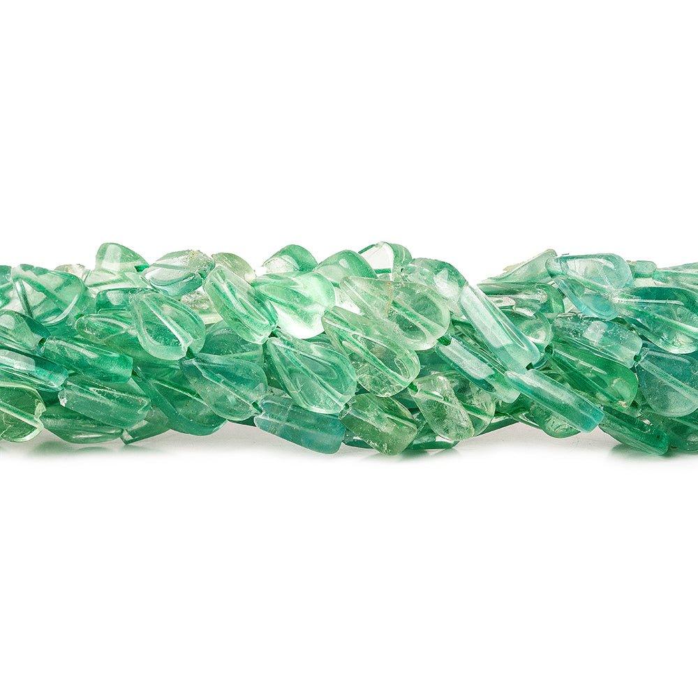 Mint Green Fluorite Straight Drilled Plain Pear Beads, 14", 9x7x3-11x8x3mm, 35 pieces - The Bead Traders