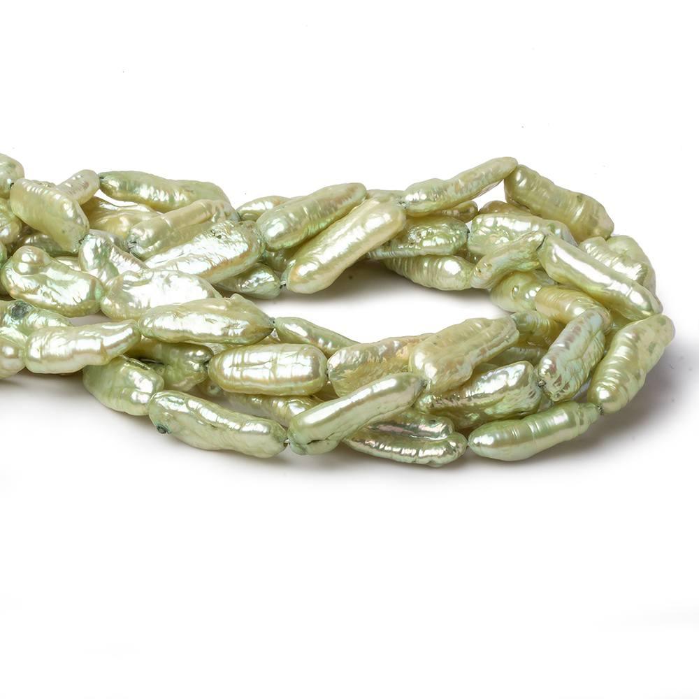 Mint Green Freshwater Pearl Straight Drill Biwa - The Bead Traders