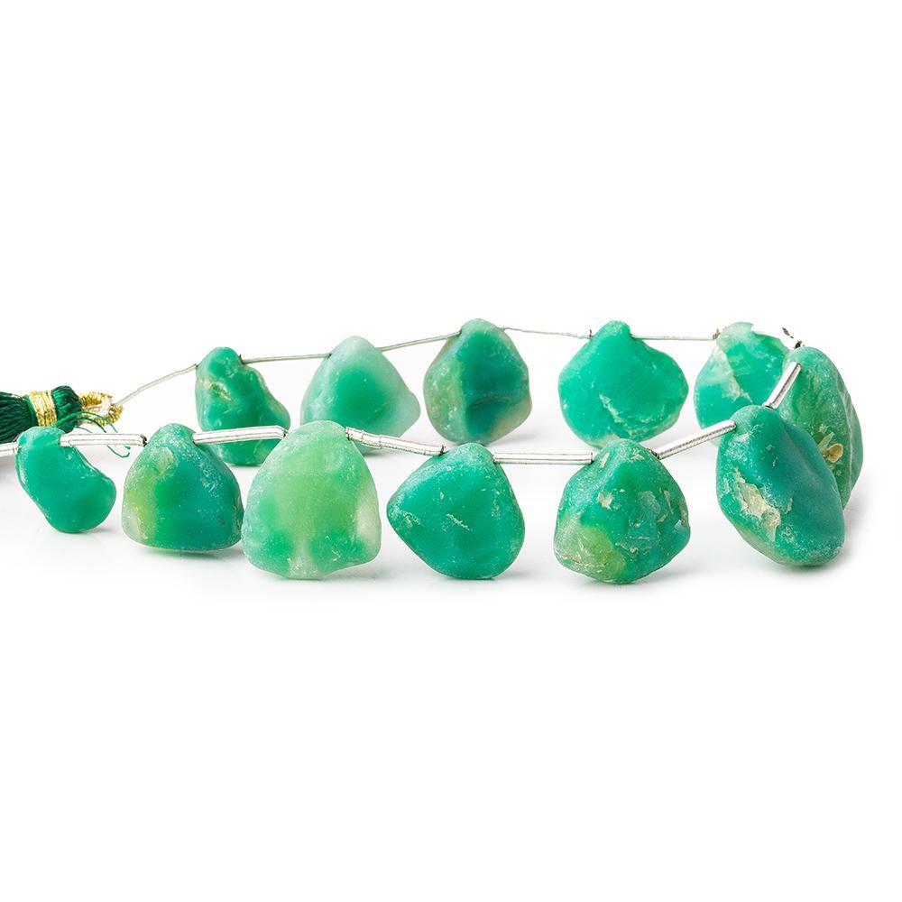 Minty Green Agate Tumbled Hammer Faceted Pear Beads 7 inch 11 pieces - The Bead Traders