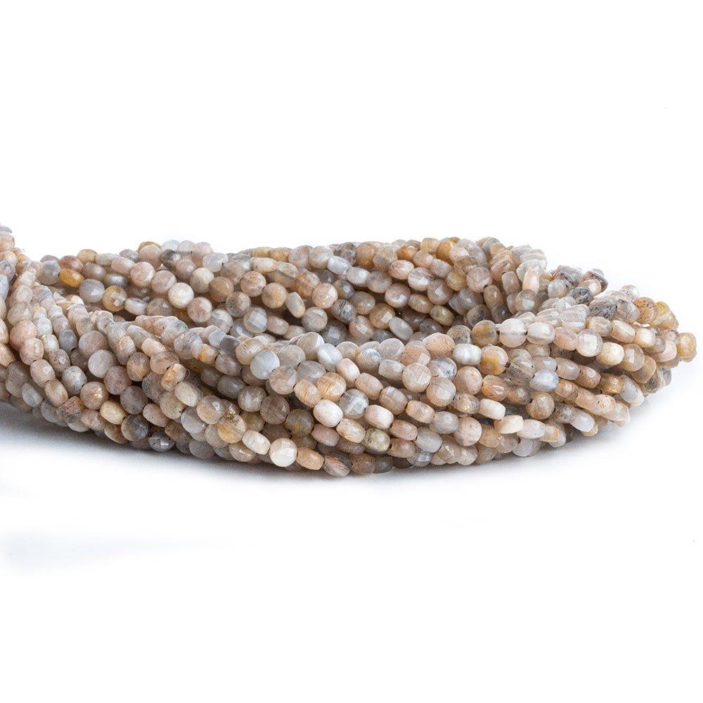 Moonstone checkerboard calibrated faceted coins 12 inch 85 pieces - The Bead Traders