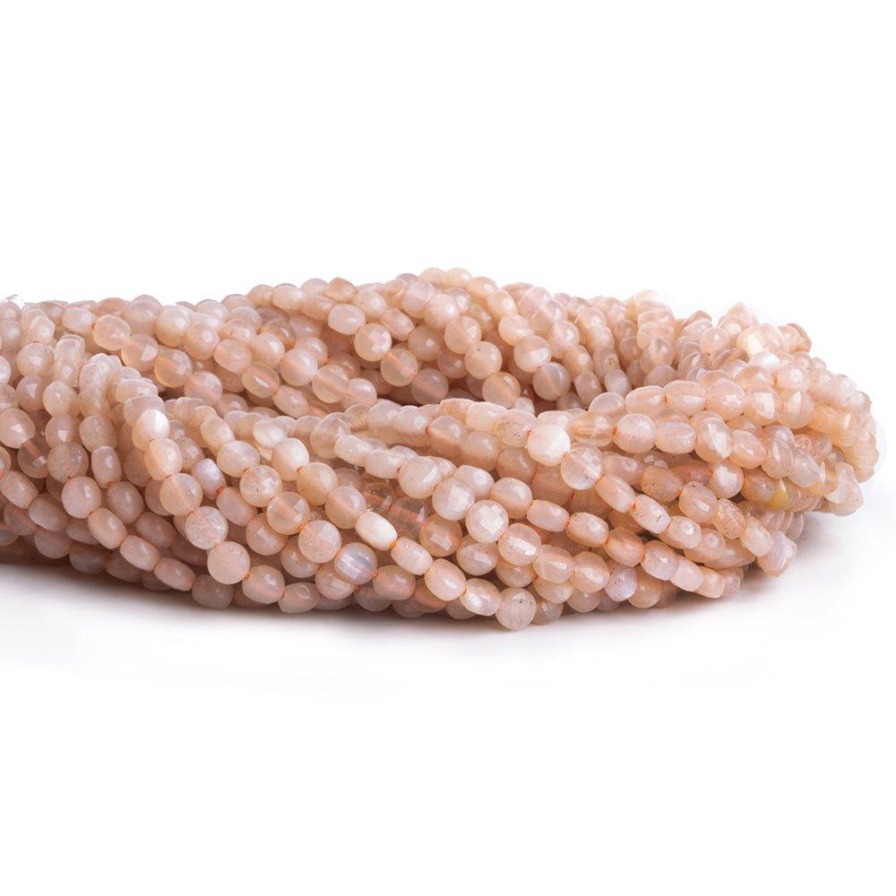 Moonstone checkerboard calibrated faceted coins 12 inch 85 pieces - The Bead Traders