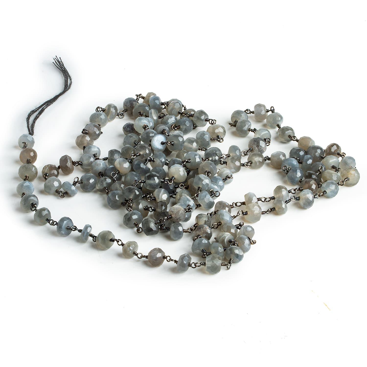 Moonstone Rondelle Black Gold Chain - Lot of 4.5 feet - The Bead Traders