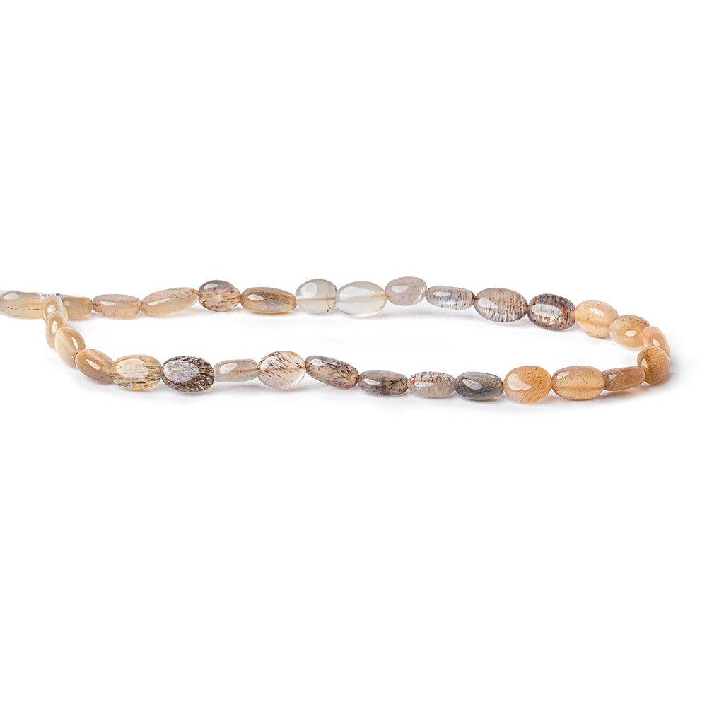 Moonstone & Sunstone plain oval nuggets 9 inch 31 beads 6x5mm average - The Bead Traders