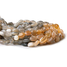 Moonstone & Sunstone plain oval nuggets 9 inch 31 beads 6x5mm average - The Bead Traders