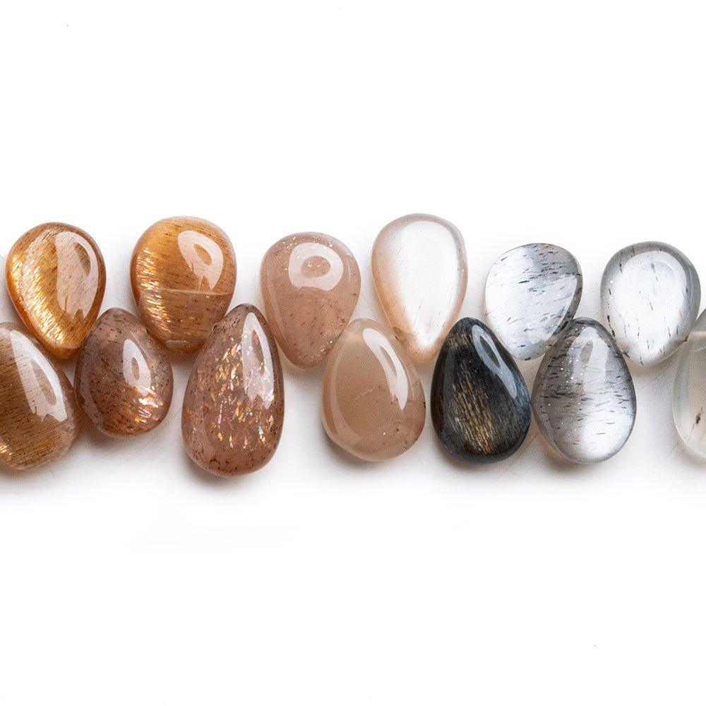 Moonstone & Sunstone Plain Pear Beads 8 inch 50 pieces - The Bead Traders