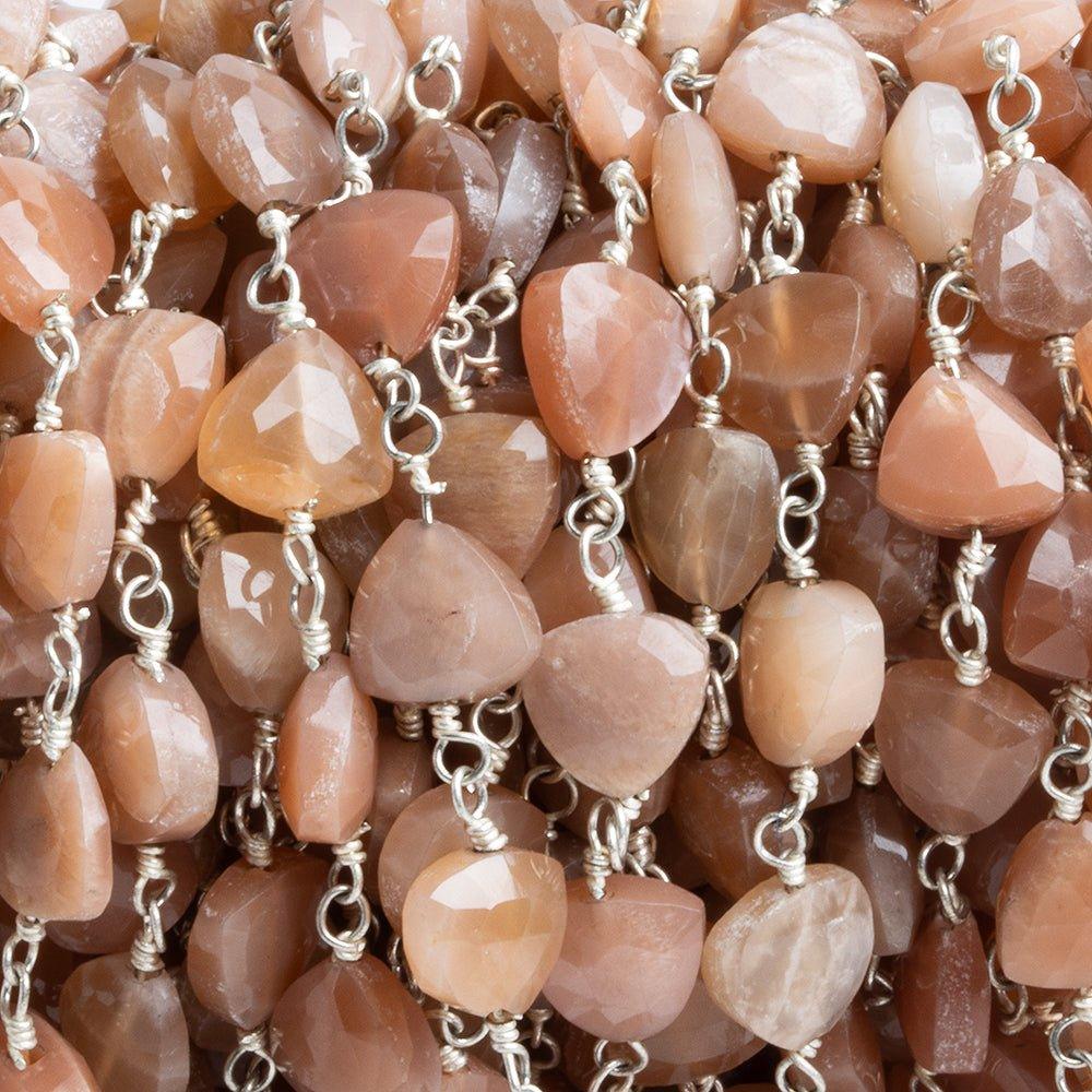 Moonstone Trillion Silver Chain by the Foot 23 pieces - The Bead Traders