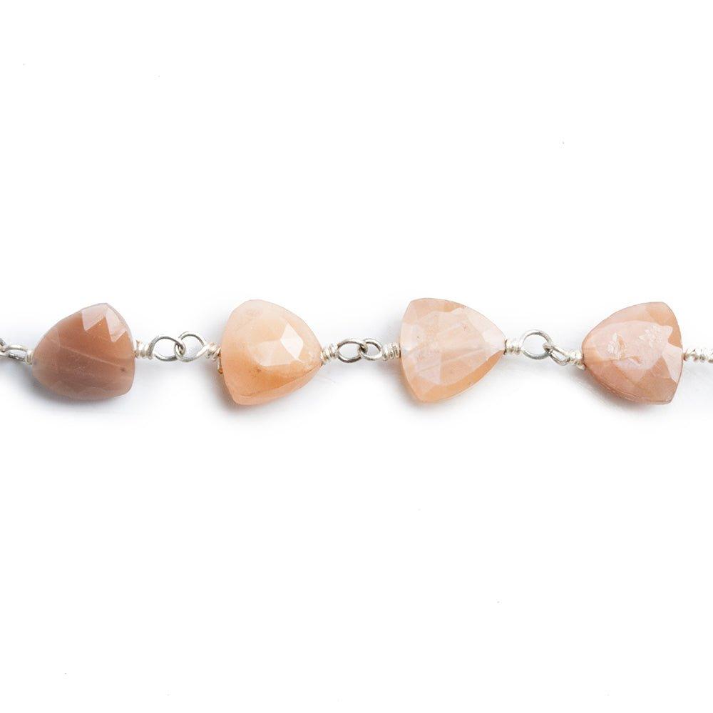 Moonstone Trillion Silver Chain by the Foot 23 pieces - The Bead Traders