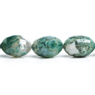 Moss Agate Checkerboard Faceted Oval Beads 15 inch 27 pieces - The Bead Traders