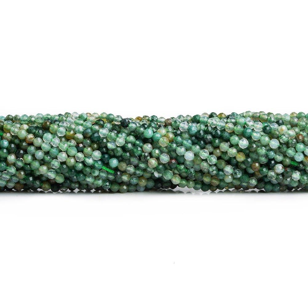 Moss Agate Microfaceted Round Beads 12 inch 150 pieces - The Bead Traders