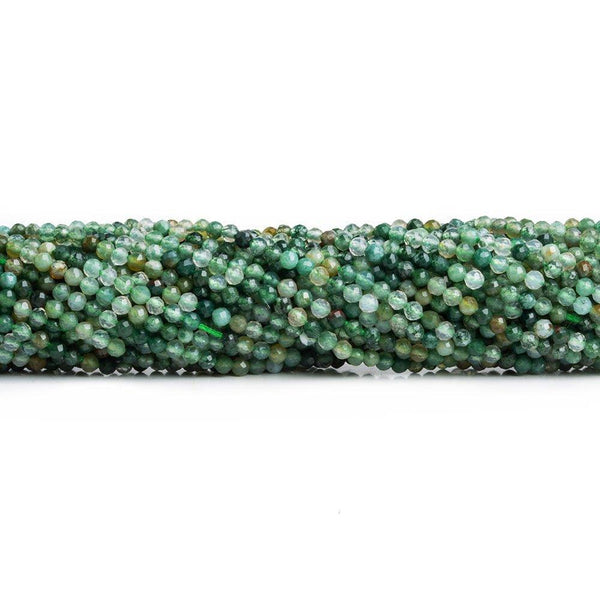 2-2.5mm Moss Agate Microfaceted Rounds 12 inch 150 beads