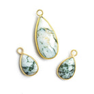Moss Agate Vermeil Bezeled Pendants - Lot of 3 - The Bead Traders