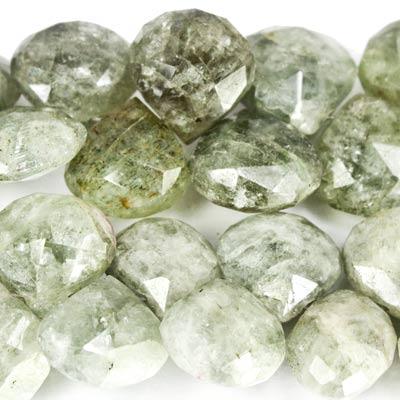 Moss Aquamarine Beads Faceted 10x10-12x12mm Hearts, 8" length, 38 pcs - The Bead Traders