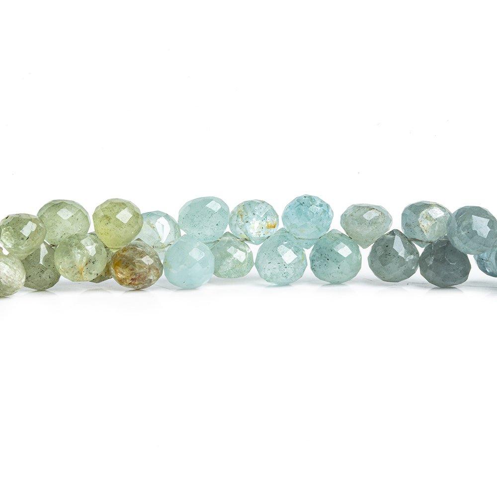 Moss Aquamarine Faceted Candy Kiss Beads 8 inch 65 pieces - The Bead Traders