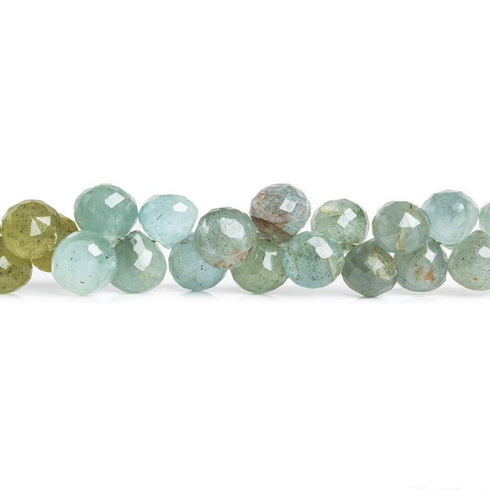 Moss Aquamarine Faceted Candy Kiss Beads 8 inch 65 pieces - The Bead Traders