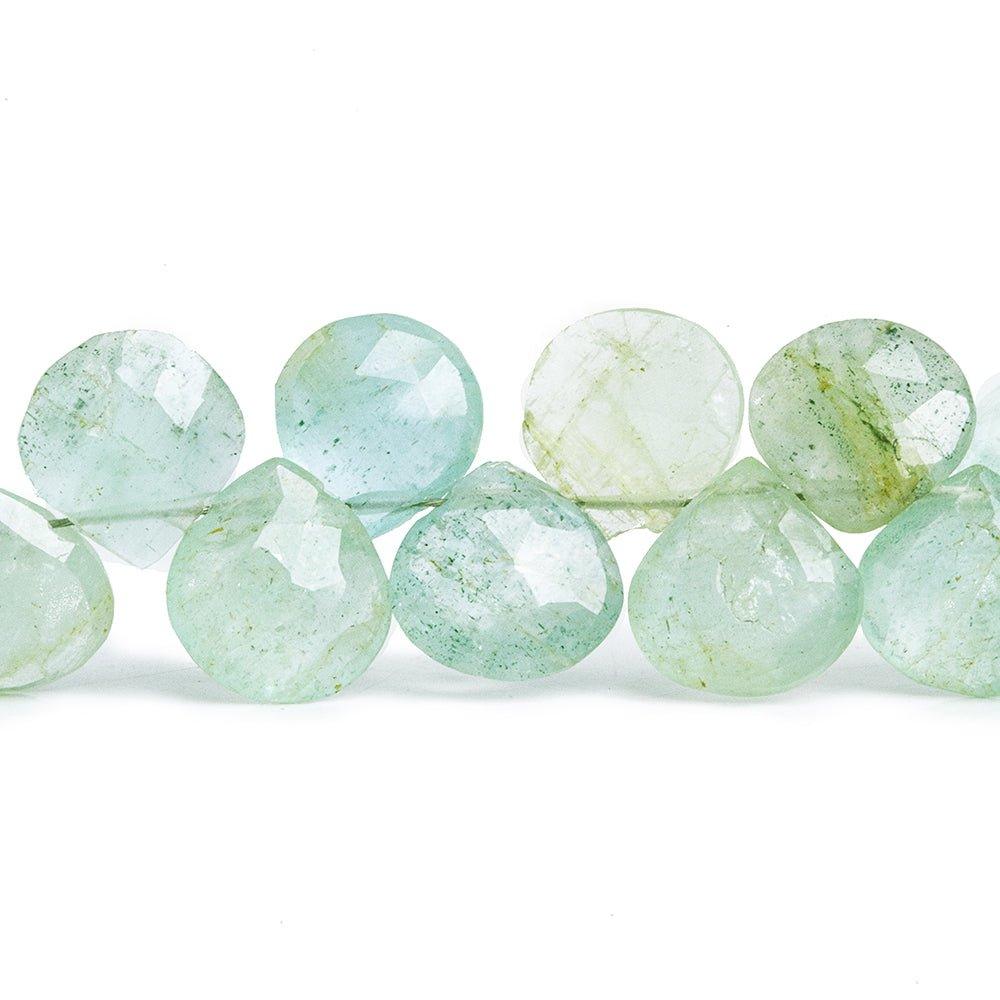 Moss Aquamarine Faceted Heart Beads 7 inch 35 pieces - The Bead Traders