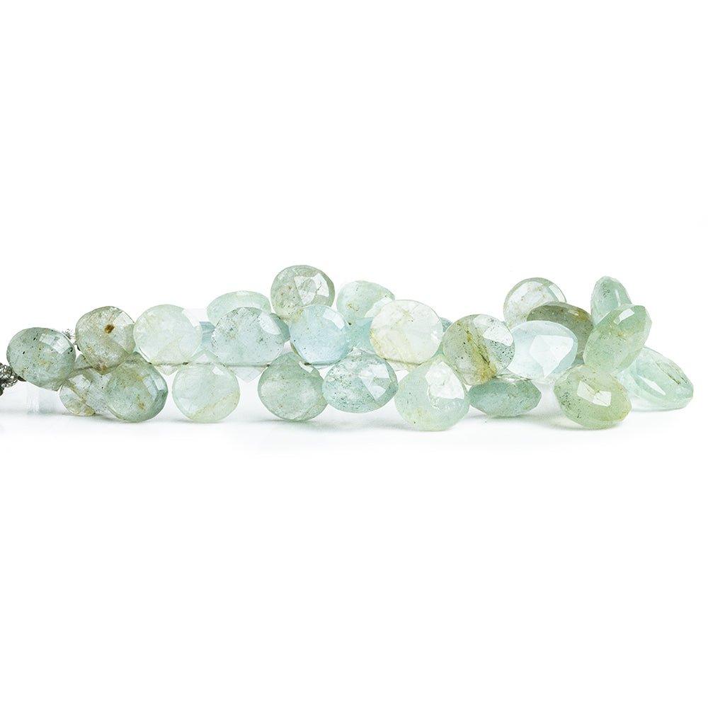 Moss Aquamarine Faceted Heart Beads 7 inch 35 pieces - The Bead Traders