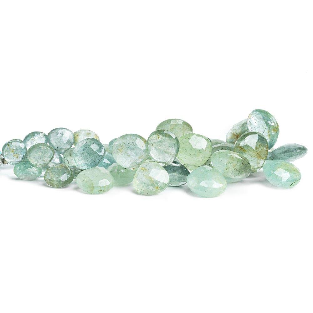 Moss Aquamarine Faceted Heart Beads 7.5 inch 40 pieces - The Bead Traders
