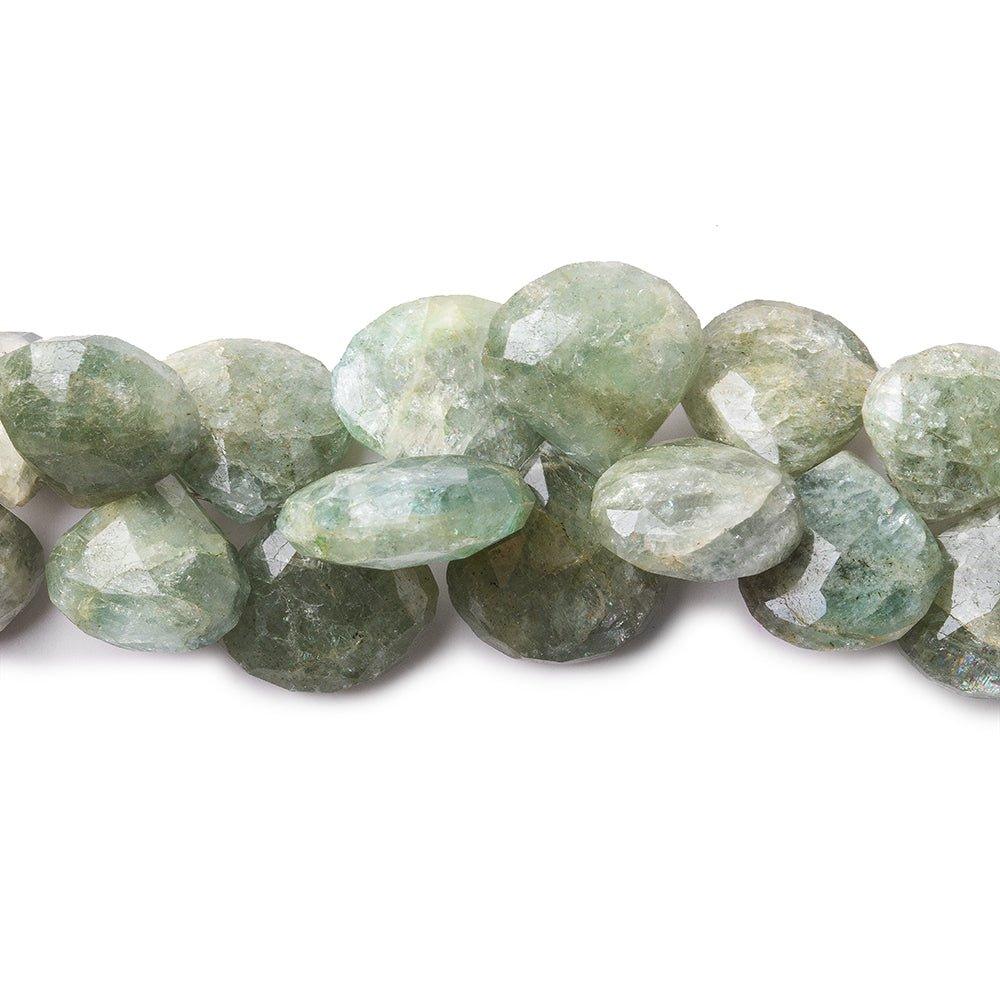 Moss Aquamarine Faceted Heart Beads 8 inch 34 pieces - The Bead Traders