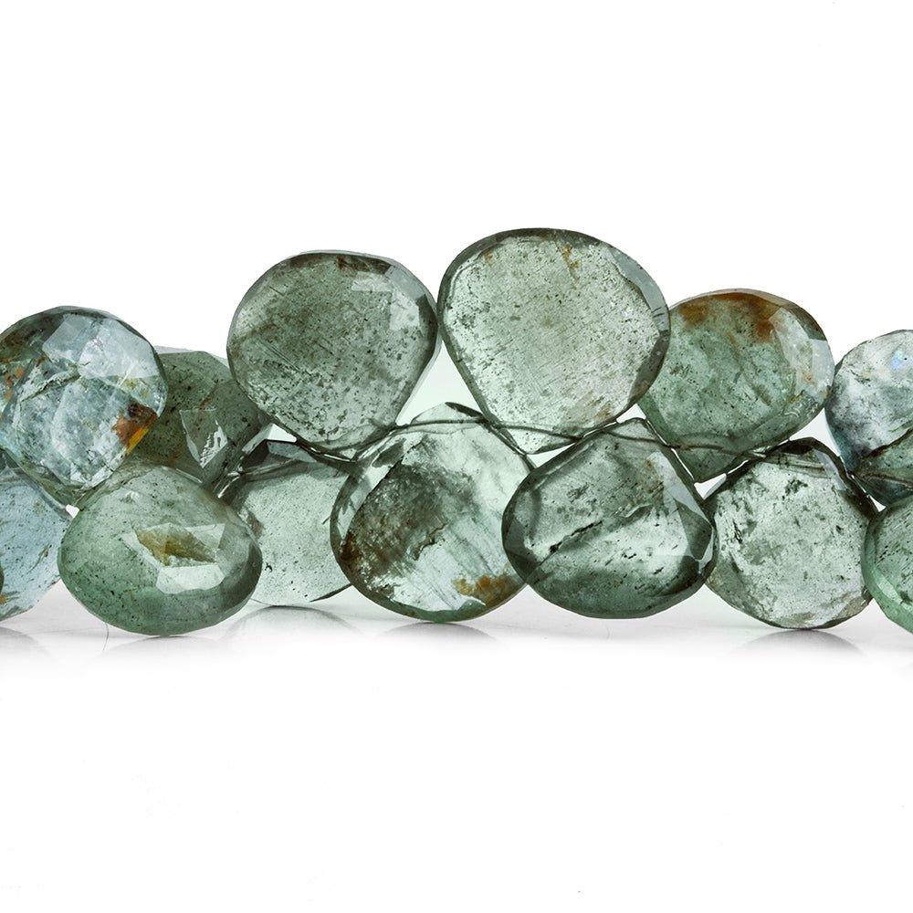 Moss Aquamarine Faceted Heart Beads 8 inch 35 pieces - The Bead Traders
