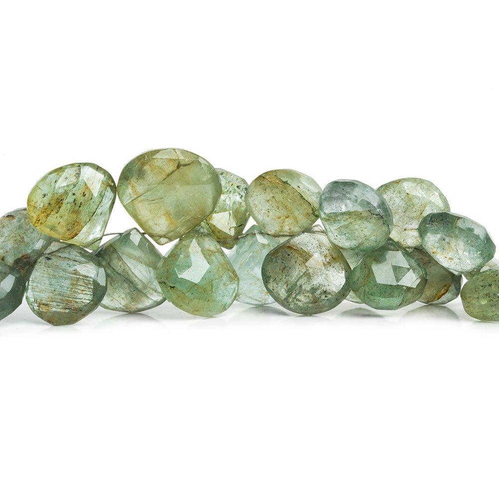 Moss Aquamarine Faceted Heart Beads 8 inch 40 pieces - The Bead Traders
