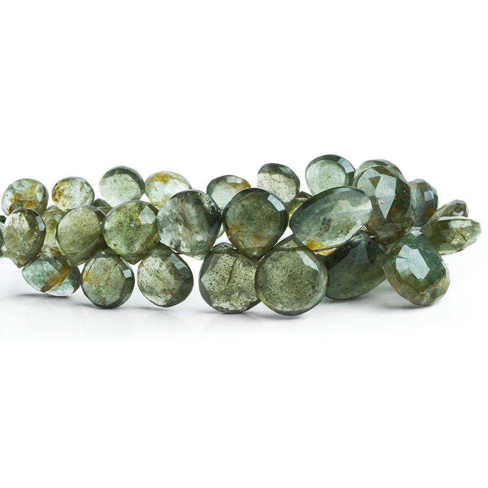 Moss Aquamarine Faceted Heart Beads 8 inch 40 pieces - The Bead Traders