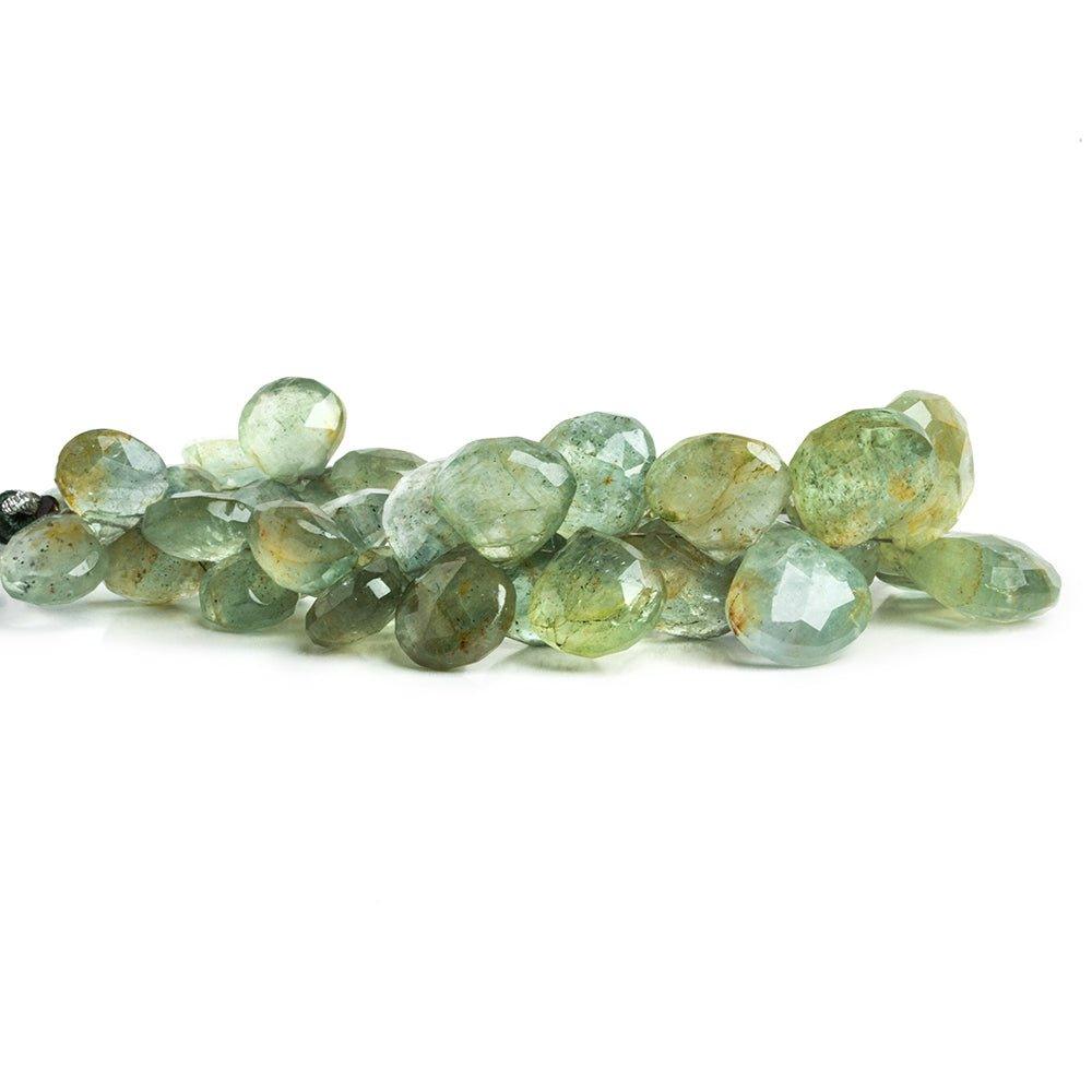 Moss Aquamarine Faceted Heart Beads 8 inch 40 pieces - The Bead Traders
