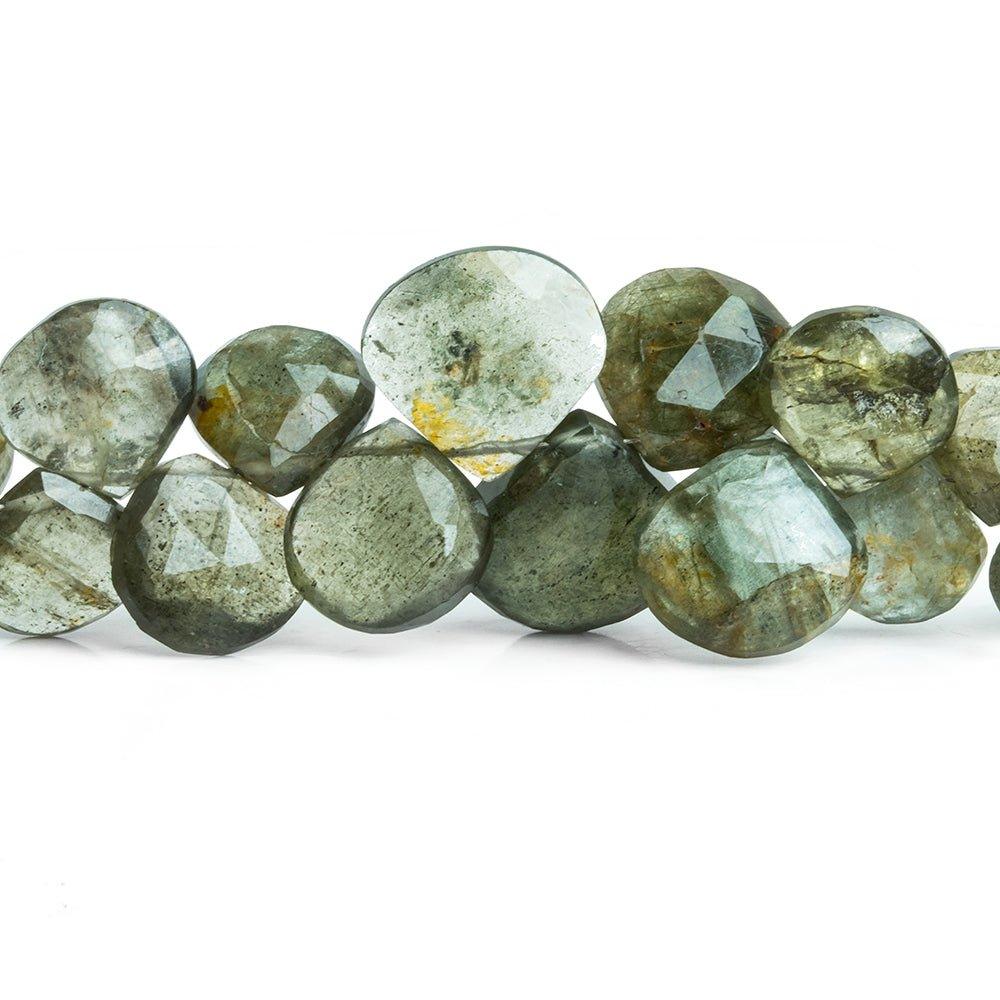 Moss Aquamarine Faceted Heart Beads 8 inch 40 pieces - The Bead Traders