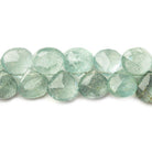 Moss Aquamarine Faceted Hearts 10x10-12x12mm 8 inch 43 beads - The Bead Traders
