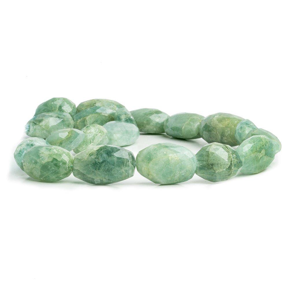 Moss Aquamarine Faceted Nugget Beads 16 inch 19 pieces - The Bead Traders