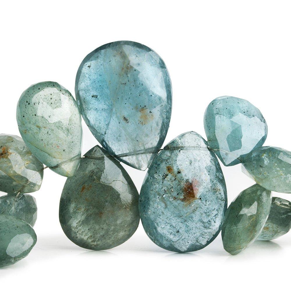 Moss Aquamarine Faceted Pear Beads 8 inch 35 pieces - The Bead Traders