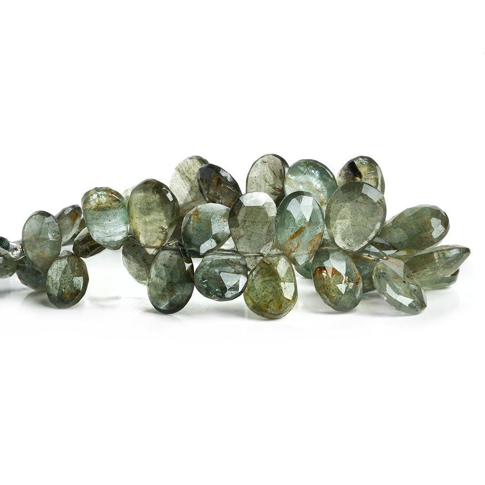 Moss Aquamarine Faceted Pear Beads 8 inch 43 pieces - The Bead Traders
