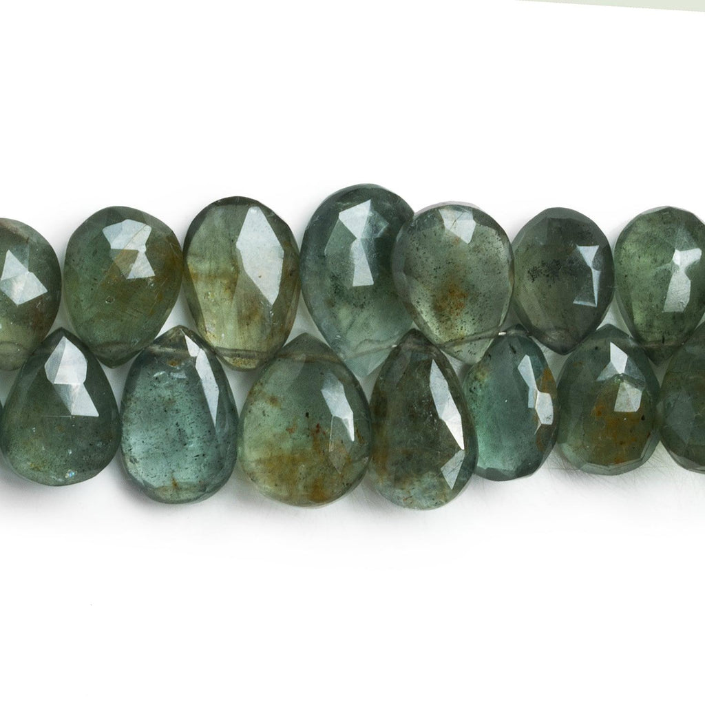 Moss Aquamarine Faceted Pears 8 inch 37 pieces - The Bead Traders