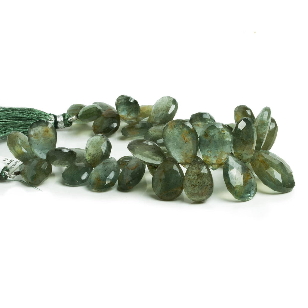 Moss Aquamarine Faceted Pears 8 inch 43 pieces - The Bead Traders