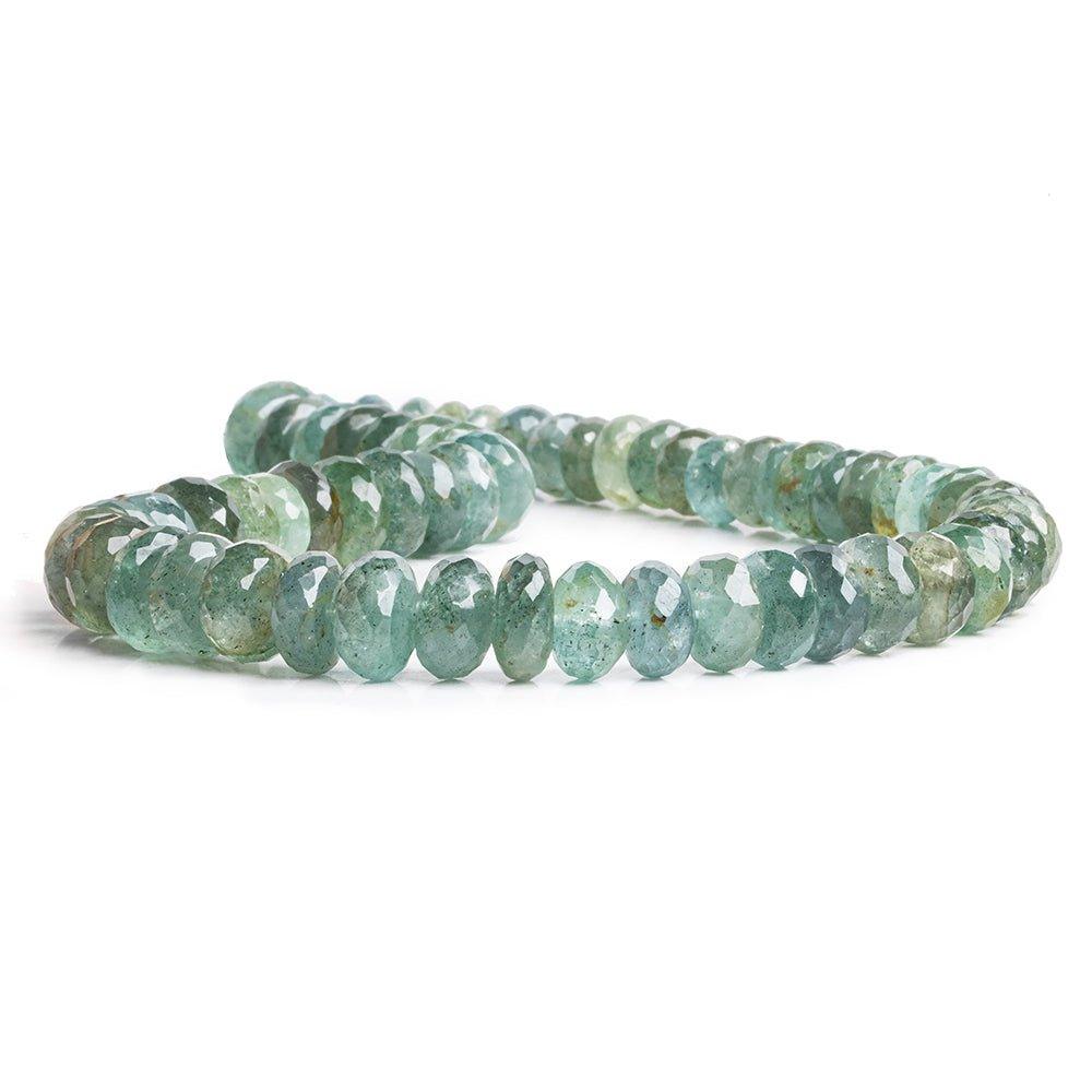 Moss Aquamarine Faceted Rondelle Beads 15 inch 63 pieces - The Bead Traders