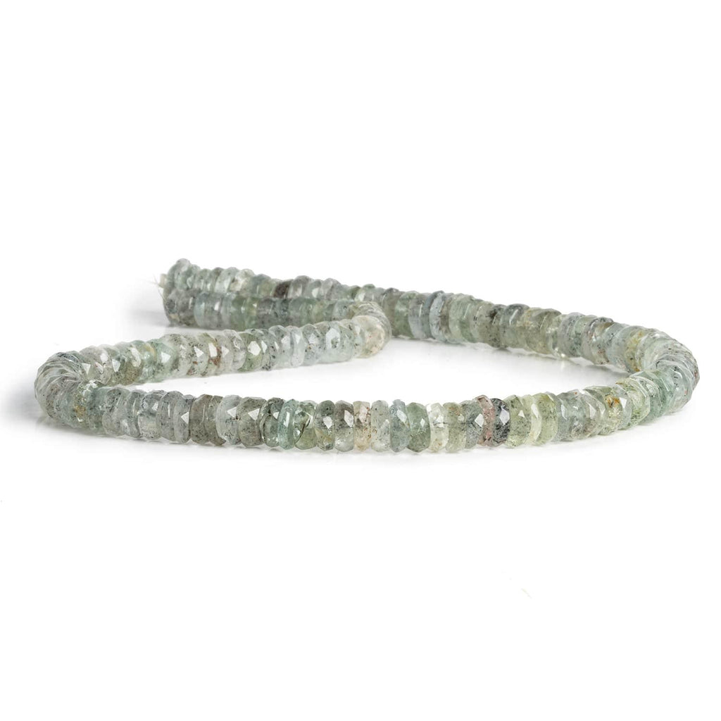 Moss Aquamarine Faceted Rondelles 14 inch 130 beads - The Bead Traders