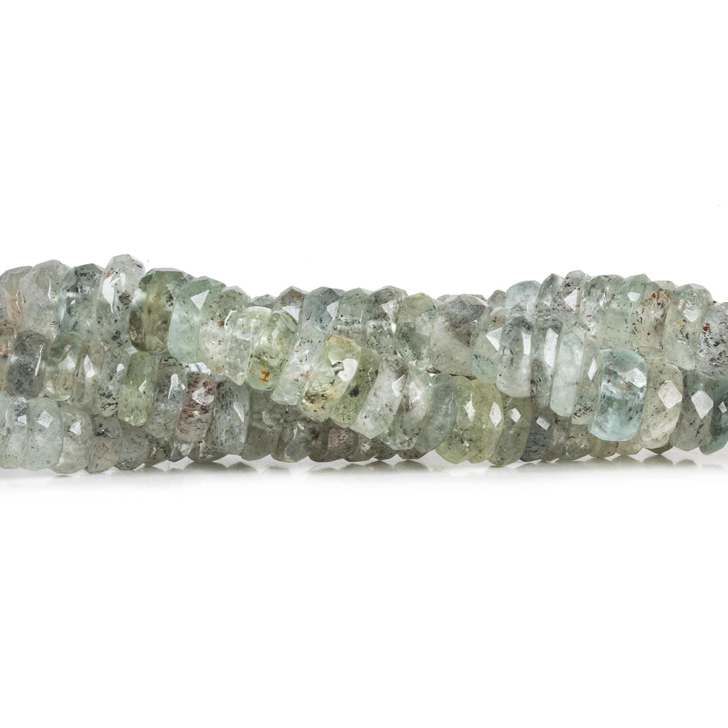 Moss Aquamarine Faceted Rondelles 14 inch 130 beads - The Bead Traders