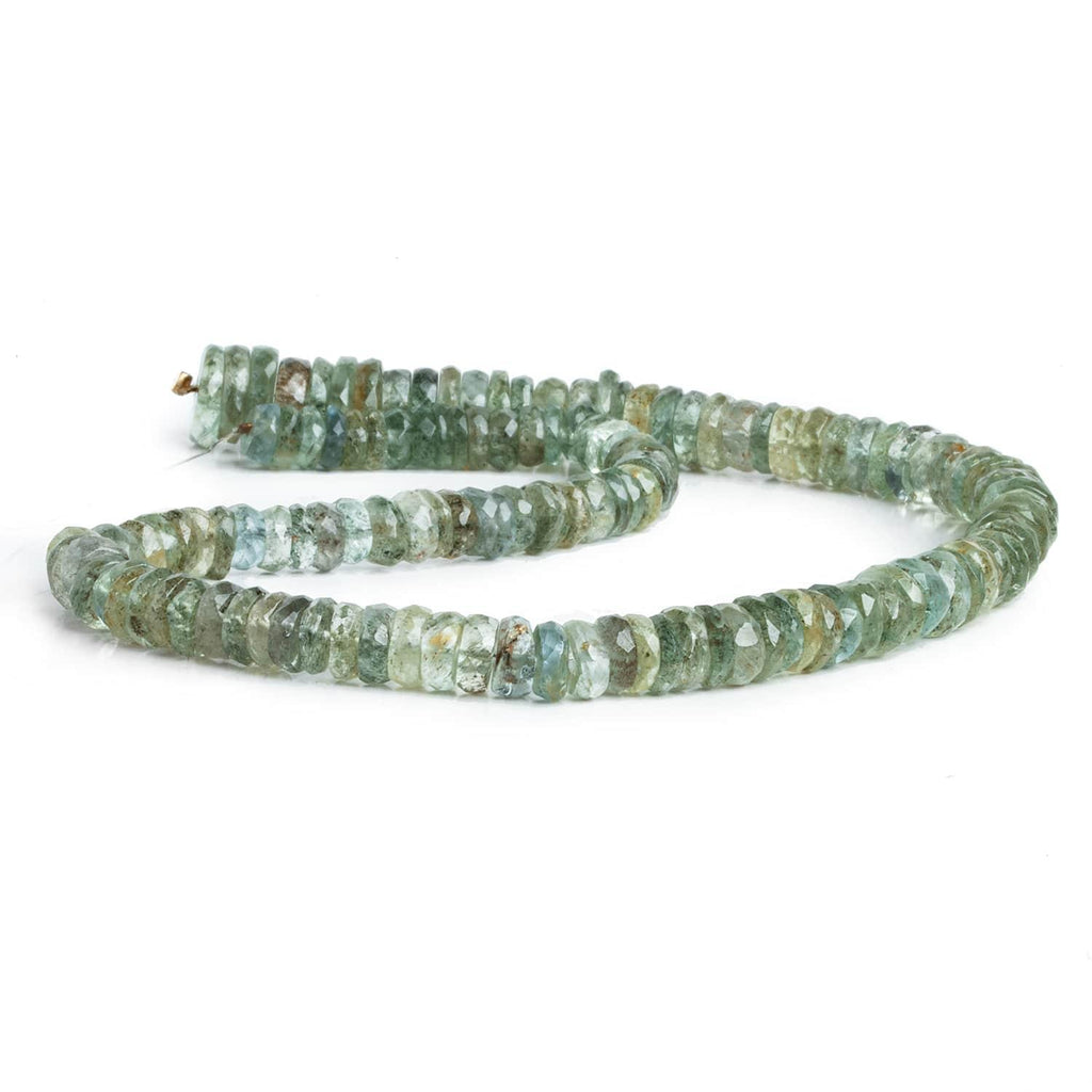 Moss Aquamarine Faceted Rondelles 14 inch 135 beads - The Bead Traders