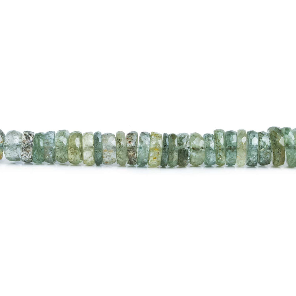 Moss Aquamarine Faceted Rondelles 14 inch 135 beads - The Bead Traders