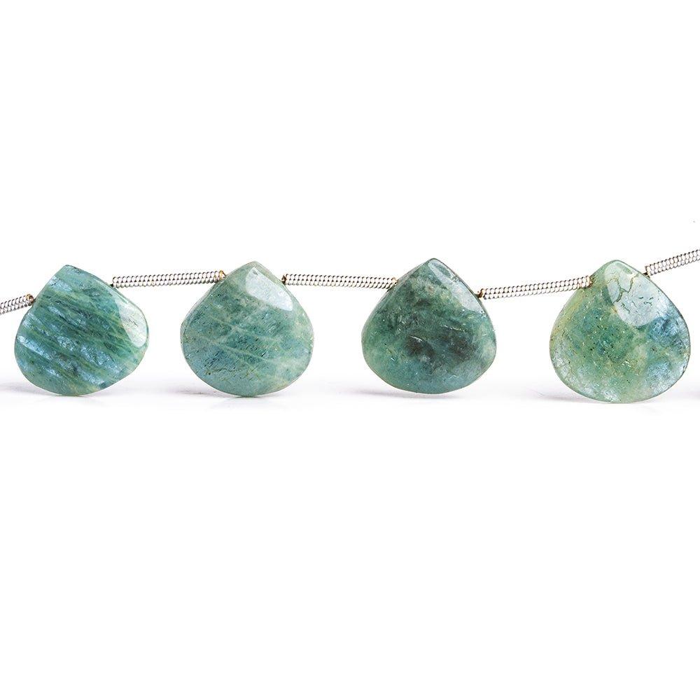 Moss Aquamarine Plain Heart Beads 8 inch 12 pieces - The Bead Traders
