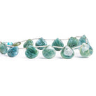 Moss Aquamarine Plain Heart Beads 8 inch 12 pieces - The Bead Traders