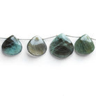 Moss Aquamarine Plain Hearts 8 inch 11 beads - The Bead Traders
