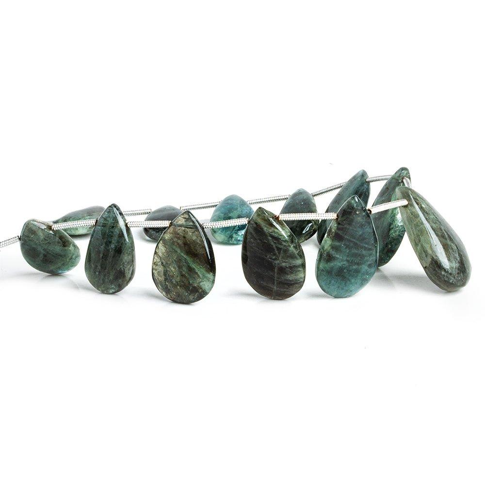 Moss Aquamarine Plain Pear Beads 8 inch 13 pieces - The Bead Traders