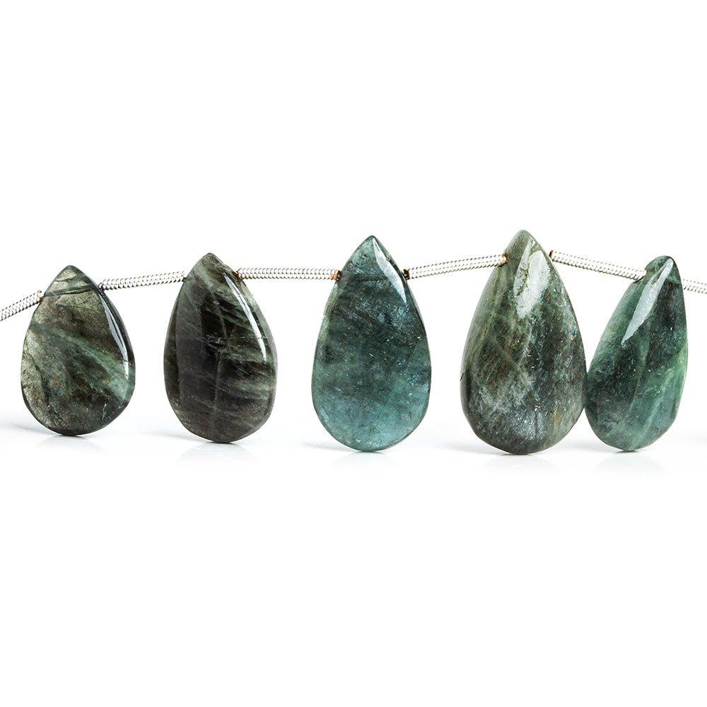 Moss Aquamarine Plain Pear Beads 8 inch 13 pieces - The Bead Traders