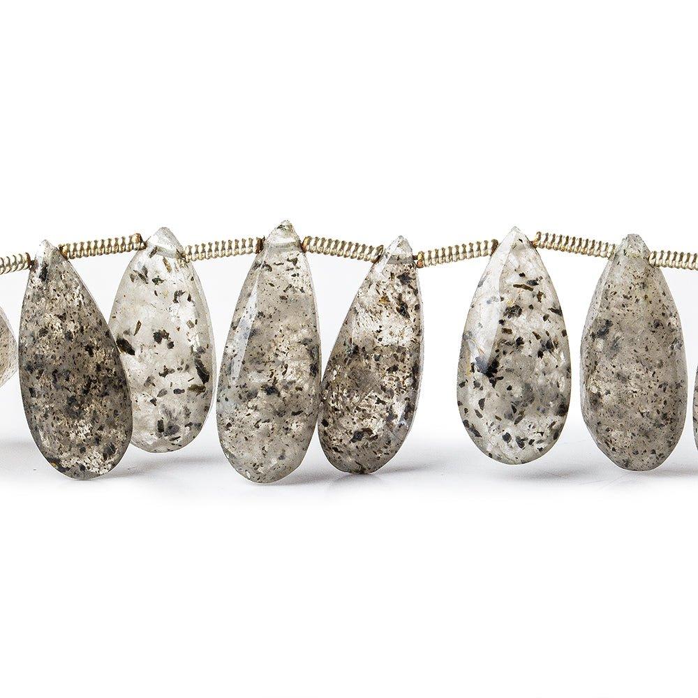 Moss Quartz Beads Faceted 16x7mm average Pears, 8 inch strand, 25 pcs - The Bead Traders